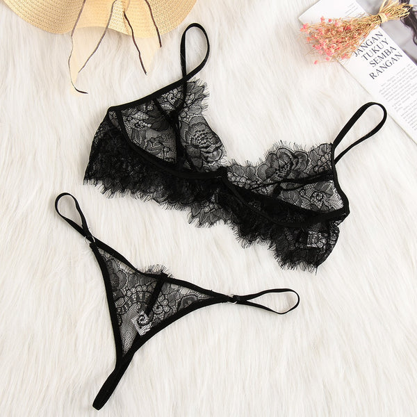 Sexy Bra Set Lace Transparent