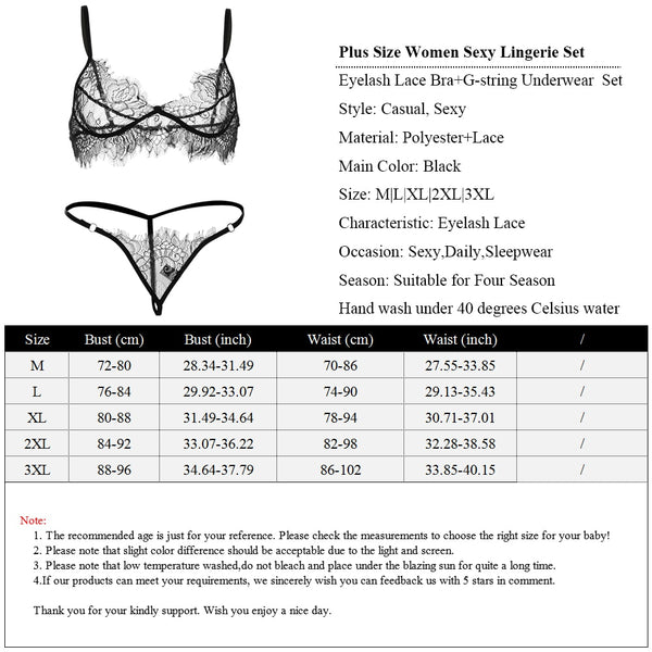 Sexy Bra Set Lace Transparent